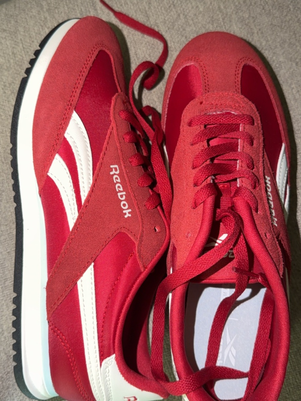 Reebok Women's Red and White Classic Runner Sneakers